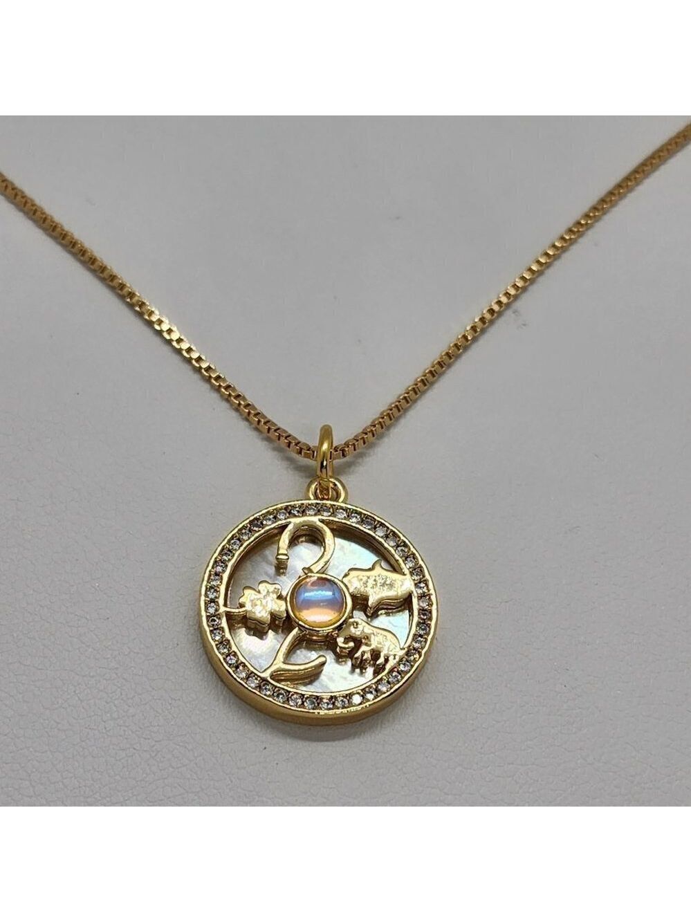 Brand New Brazilian 18k Gold Filled Necklace & Multi Lucky Charms Brass pendent
